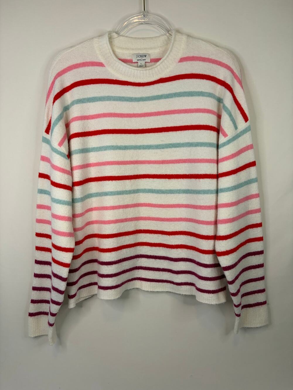 J Crew Factory Striped boxy mockneck sweater in extra-soft yarn Size Large
